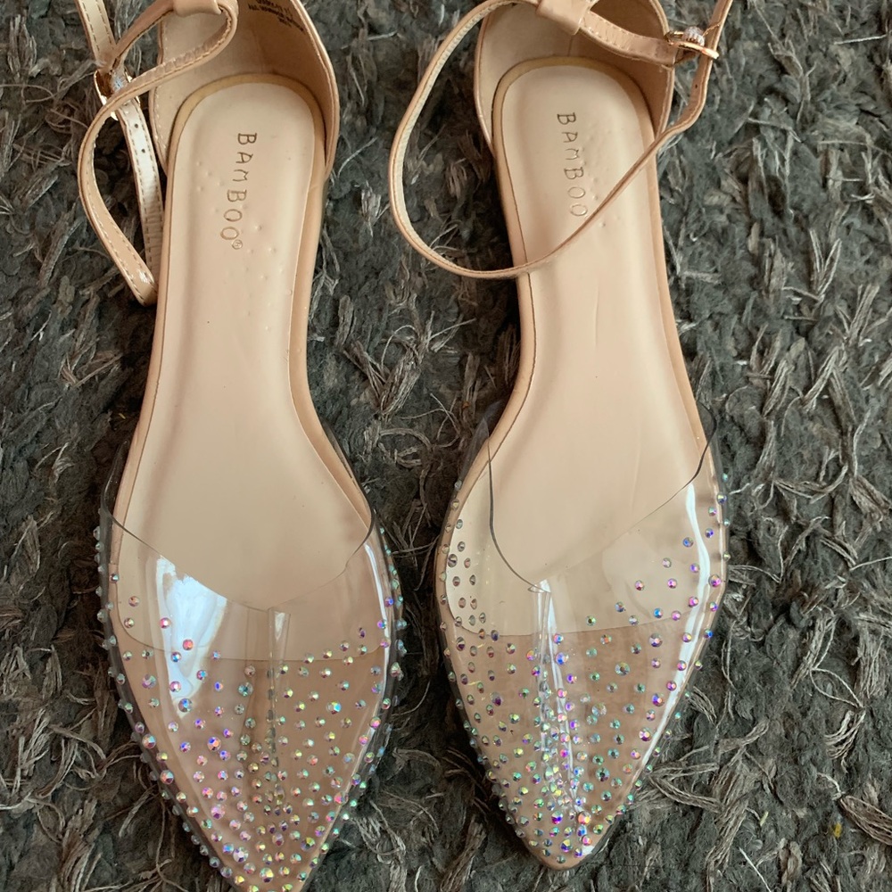 Bamboo Women's Clear Rhinestone Flats